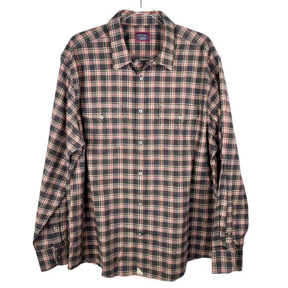 Untuckit Plaid Button Down Shirt XXL Grey Brown Red Flannel New - Picture 1 of 13